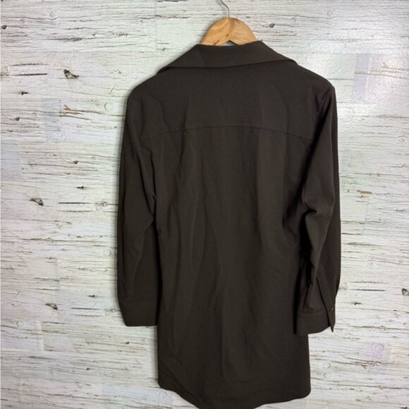 Zara Brown Cuffed Sleeve Dress collar long sleeve mini size large - Picture 7 of 7